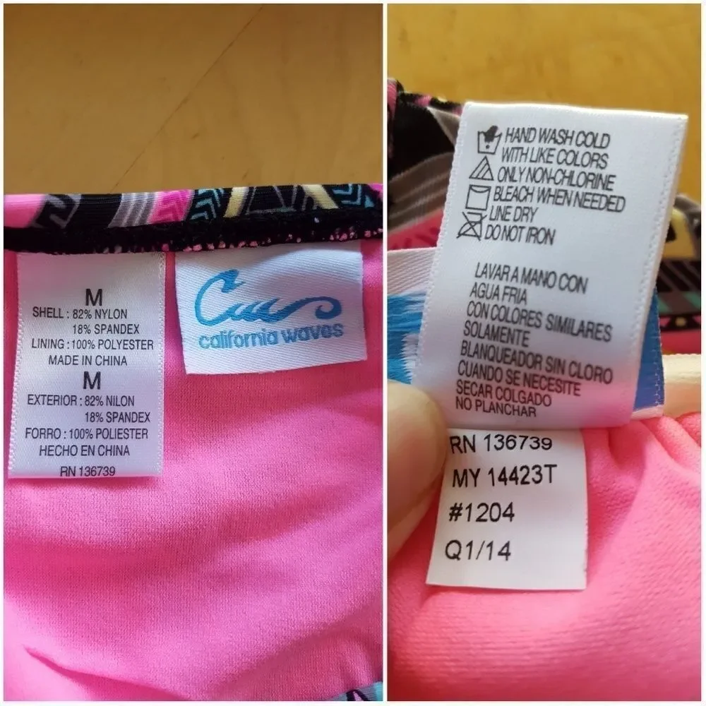 California Waves Strapless Bikini Sz M